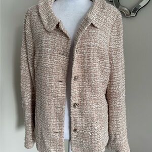 Adrianna Papell Blush and Cream Bouclé Jacket